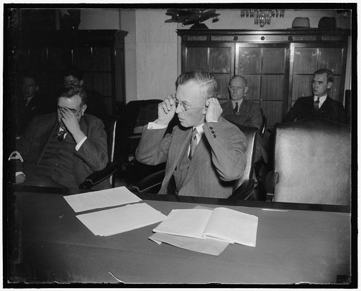 Elmer J. Cunningham, of Nat'l Assoc. of Manufacturers & former Pres. of Radio Corp. of America, testifying before Senate Judiciary Comm.
