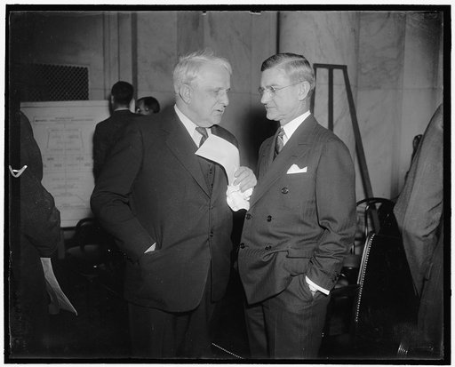 Charles R. Hook, right, Pres. of Nat'l Assoc. of Manufacturers, & Senator James J. Davis, of Pa., at Senate Civil Liberties hearing