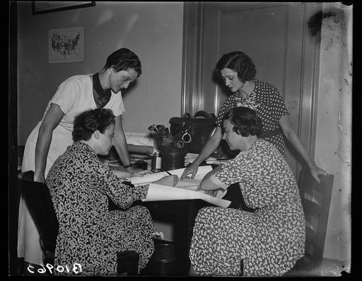 Veteran women pilots now with government. Washington, D.C., Aug. 14. These four well known women pilots seem content to be grounded for awhile. They are now with the Bureau of Air Commerce, U.S. Department of Commerce, and their jobs consists of cooperating with cities and towns throughout the Unite