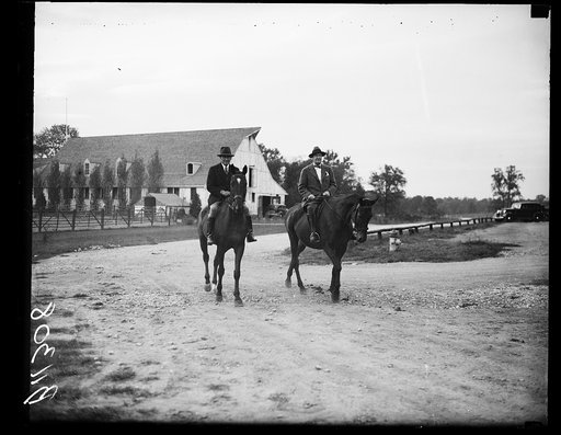 On bridle paths, Washington, D.C. Sept. 29. Sewart McDonald, Federal Housing Administration, and Judge C.N. Goodwin, of Chicago, are born riding companions and are frequently seen on the bridle paths in Rock Creek Park