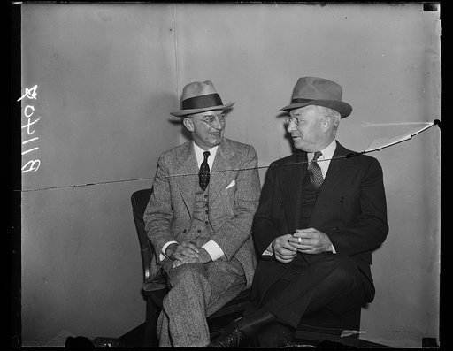 Hearst Representatives at A.F. of L., Washington, D.C. Oct. 14. E.G. Woods, (left) and Harvey Kelly represented William Randolph Hearst at the special hearing before the American Federation of Labor today when evidence on the Seattle Post-Intelligence strrike was submitted from both sides