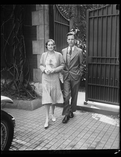 Daughter of Chairman, Republican National Committee to wed Washington writer. Alice Huston, attractive daughter of Claudius Hurten, Chairman of the Republican national committee, is reported engaged to Fulton Lewis, Jr., with whom she is shown in this photograph. Lewis is a native of Washington and 