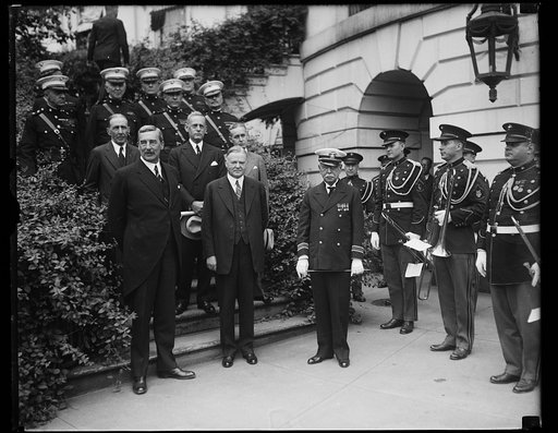 Herbert Hoover and group outside White House, Washington, D.C.