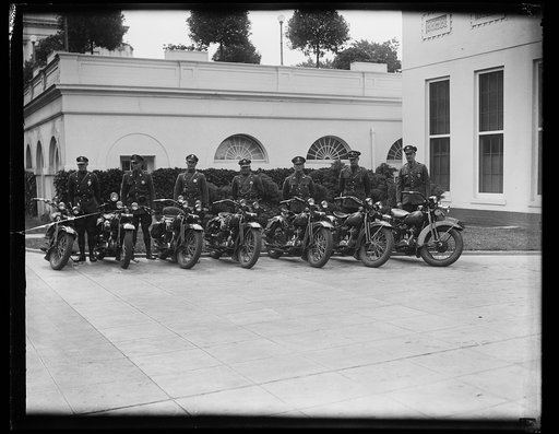 Police motorcycles outside White House, Washington, D.C.