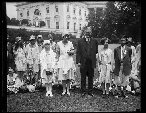 Herbert Hoover and group outside White House, Washington, D.C.