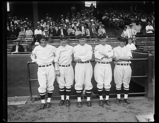 Washington baseball; Walter Johnson, center