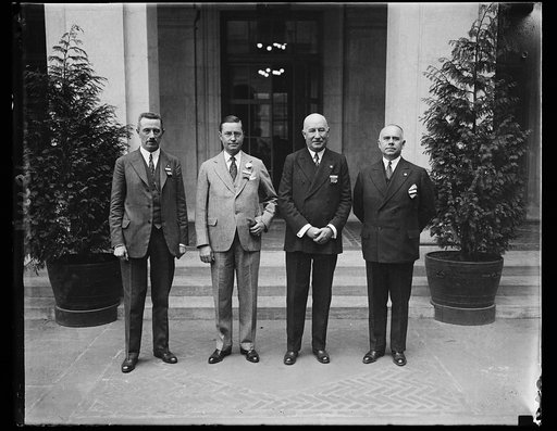 Heads of the International Road, Congress. The sixth congress of the permanent International Association of Road Congresses got under way with a large gathering from all corners of the earth. The meeting is presided over by the four men pictured, left to right, Monsieur Paul de Gavrian, Secretary Ge