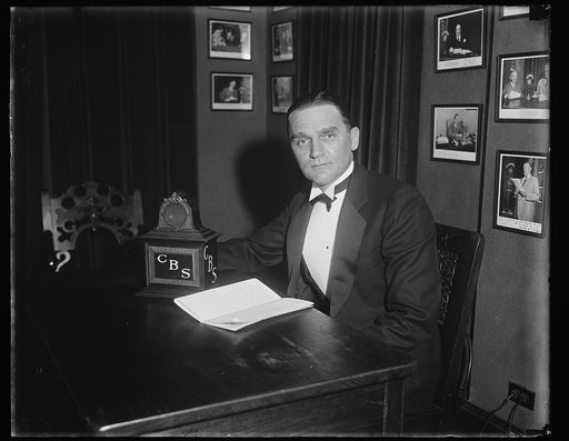 Sen. Gerald P. Nye at microphone-CBS