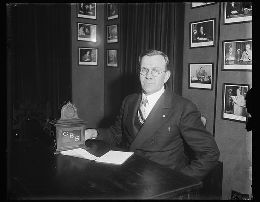 Wm. N. Doak, Secy. of Labor, at CBS microphone