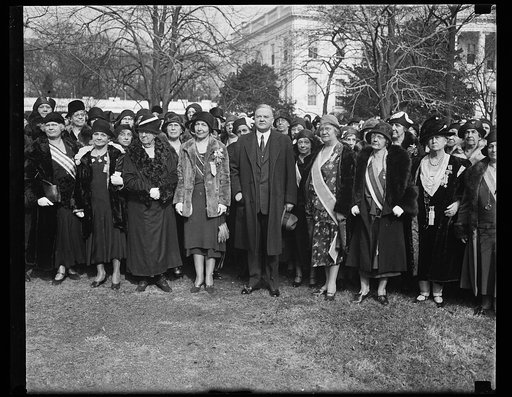 Herbert Hoover and group of women at White House, Washington, D.C.