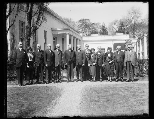 Herbert Hoover and group outside White House, Washington, D.C.