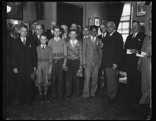 Charles Curtis and group of men and boys