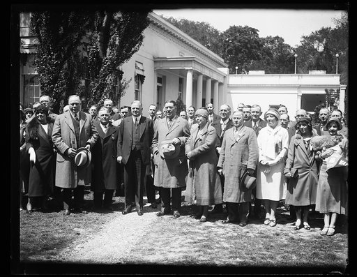 Herbert Hoover and group outside White House, Washington, D.C.
