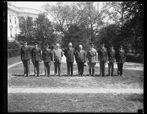 Herbert Hoover and group outside White House, Washington, D.C.