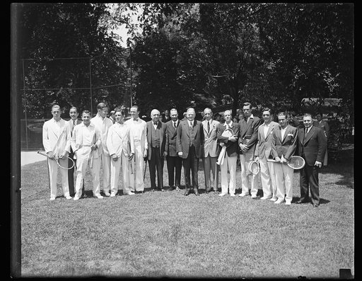 Herbert Hoover and group of tennis players