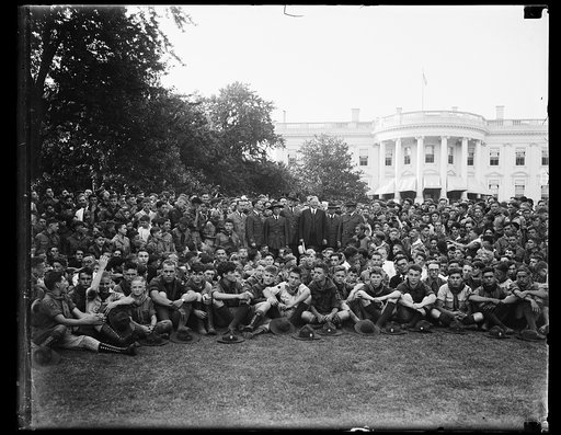 Herbert Hoover and group outside White House, Washington, D.C.