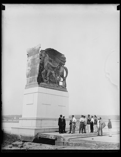 Base for sculpture for bridge under construction