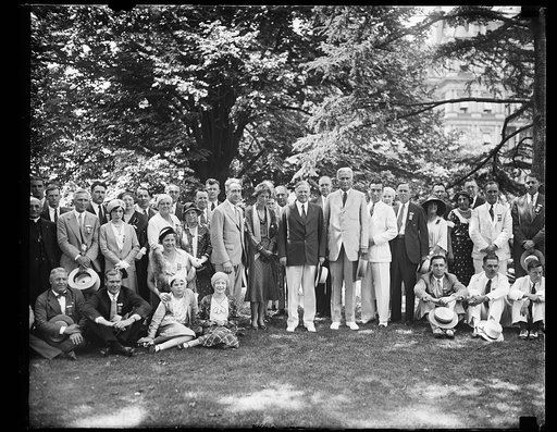 Herbert Hoover and group outside White House, Washington, D.C.