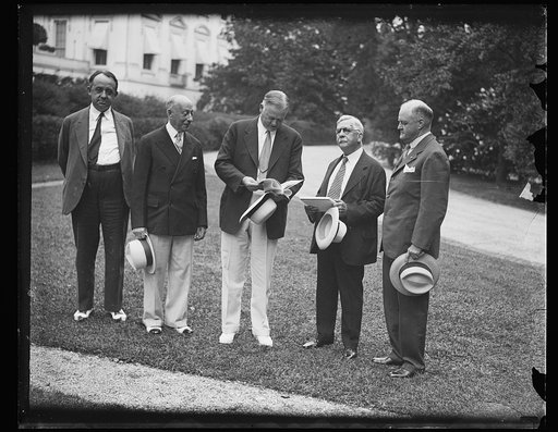 Herbert Hoover and group outside White House, Washington, D.C.