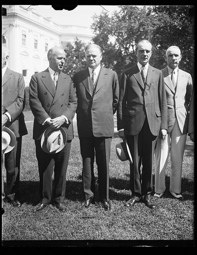 Herbert Hoover and group outside White House, Washington, D.C.