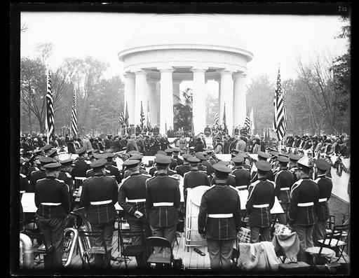 Dedication ceremony for the District of Columbia War Memorial showing military band on Armistice Day, 1931, Washington, D.C.
