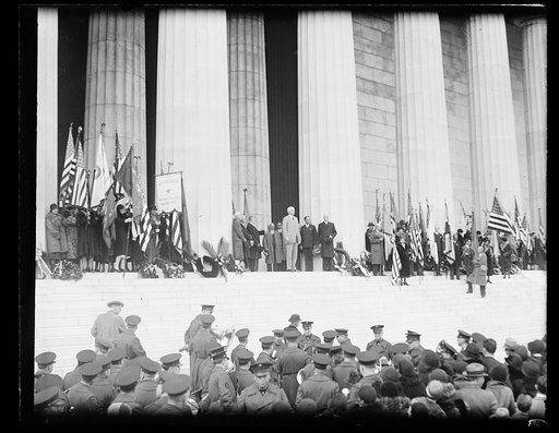 Gathering on steps of Lincoln Memorial, Washington, D.C.