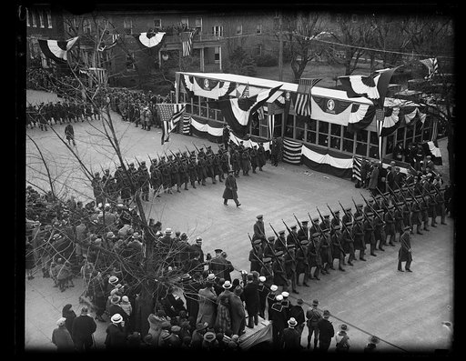 Parade passing viewing stand