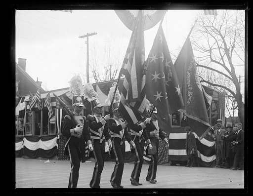 Parade passing viewing stand