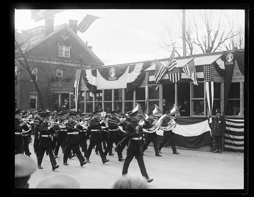 Parade passing viewing stand