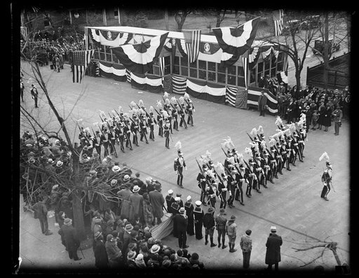 Parade passing viewing stand