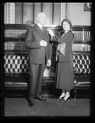 General Pershing gets first American Legion poppy. The American Legion poppy drive was officially opened in Washington today when General John J. Pershing received a buddy poppy from Mrs. Louise W. Williams, a national president of the American Legion Auxiliary. The poppies are made each year by dis