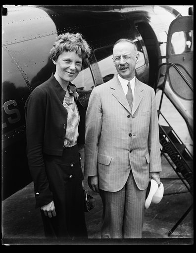 Amelia Earhart, left
