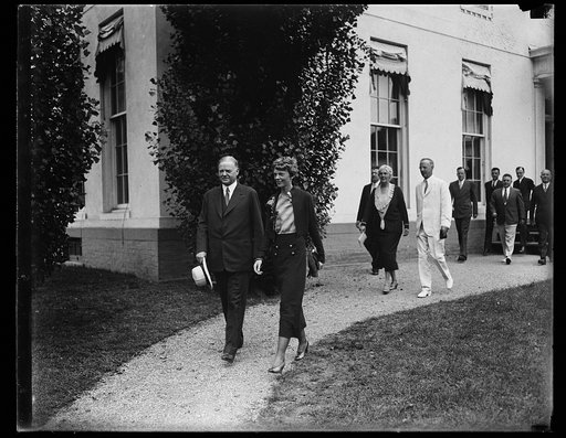 Herbert Hoover and Amelia Earhart, at White House, Washington, D.C.