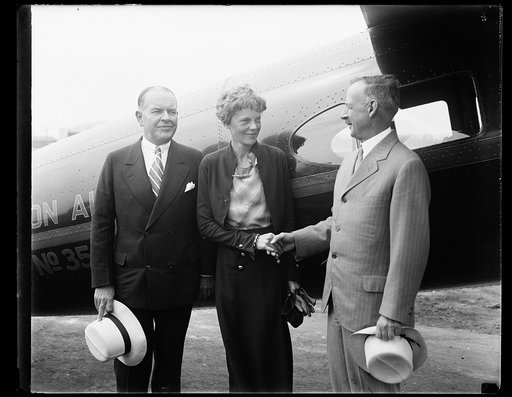 Amelia Earhart, center