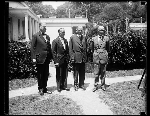 Herbert Hoover and group outside White House, Washington, D.C.