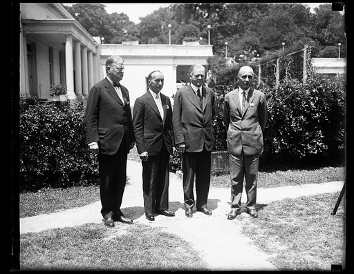Herbert Hoover and group outside White House, Washington, D.C.