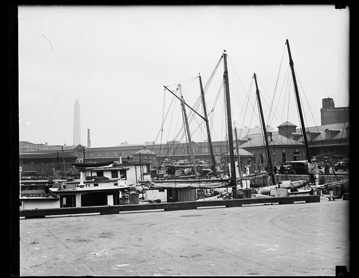 Pier; Washington Monument in distance, Washington, D.C.