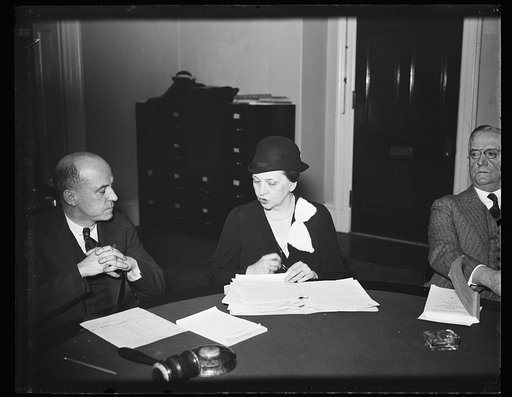 Frances Perkins, center
