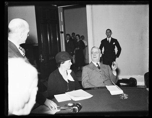 Frances Perkins, center