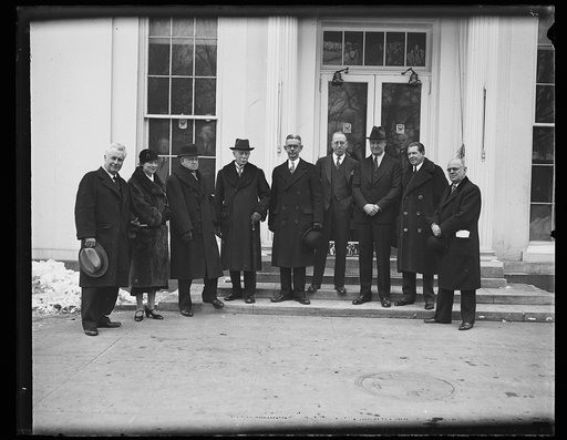 Group at White House; James Farley or Robert Jackson, third from right. Washington, D.C.