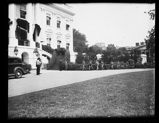 Unidentified people wearing native clothing at White House, Washington, D.C.
