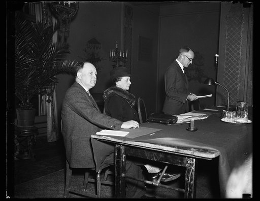 Frances Perkins, center