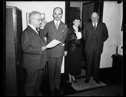 Francis Biddle, 2nd from left, Frances Perkins, 3rd from left