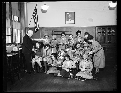 Mrs. LeRoy Barton and Girl Scouts