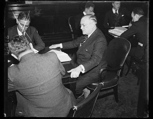 Sen. Wagner talks insurance. Sen. Robert F. Wagner, D. of New York, discusses the proposed old-age pension law before the Senate Finance Committee. 1/22/35