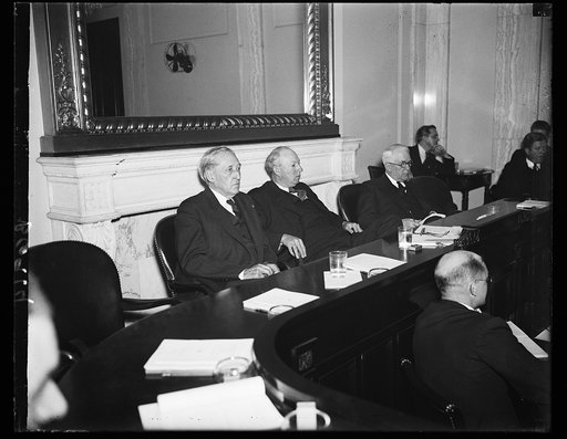 L to r: Sen. W.H. King, of Utah; Sen. Pat Harrison, of Miss.; Sen. James Cougens, of Mich.