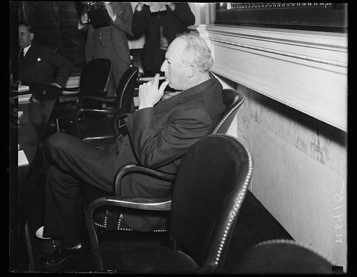Sen. Pat Harrison. Sen. Pat Harrison, chairman of the Senate Finance Committee, had a busy day Tuesday as hearings were held on the administration's old-age pension bill. 1/22/35