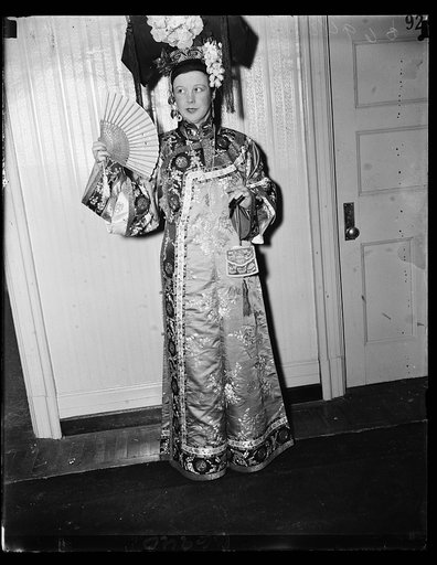 Second prize at Bal Boheme. Mrs. Edward Hagen, dressed as an attendant on a Mancu Empress, won second prize at the Bal Boheme Monday night. 2/4/35