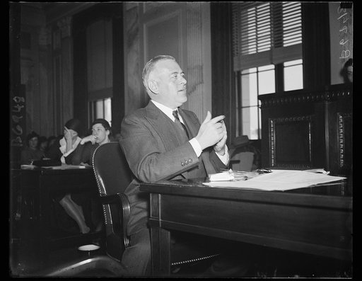 Laurence R. Wilder of Florida, Ch. of Bd. of Gulf Industries, shipbuilders, at munitions quiz. 1/30/35