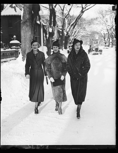 President's birthday ball. From the left: Miss Jaqueline Story, Mrs. John Newbold, and Miss Helen Wardman, members of Miss Audrey Campbell's music committee for the president's birthday ball which will be held in Washington Jan. 30. 1/25/35